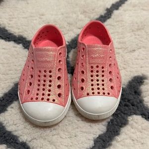 Pink glitter toddler girl native shoes